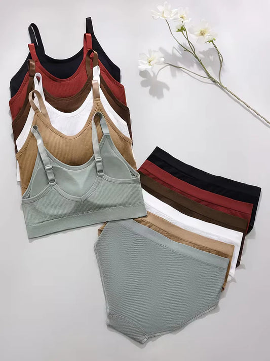 Pack of 6 Women's Bra & Panty Set – Soft Comfortable Everyday Lingerie Combo