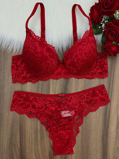 ❤️ Zanivah Luxury Lace Lingerie Set (Red)