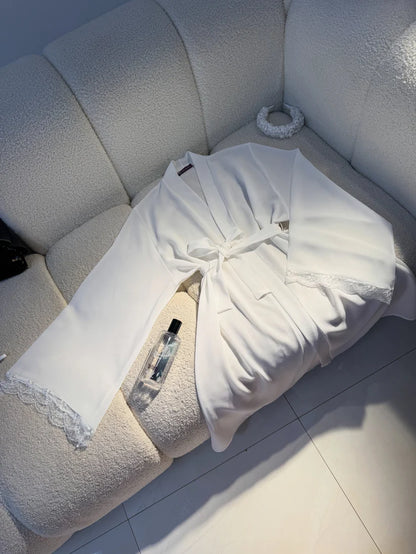 Luxury Satin Lace Nightwear Set for Women – Soft & Elegant Sleepwear (White)