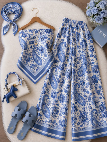 🌸 Zanivah Floral Paisley Tube Co-Ord Set