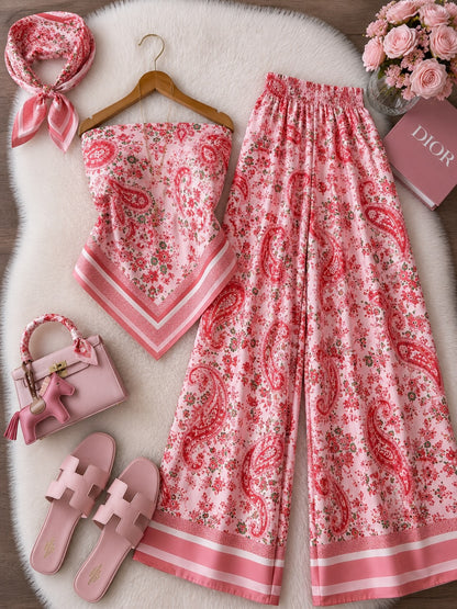 🌸 Zanivah Floral Paisley Tube Co-Ord Set