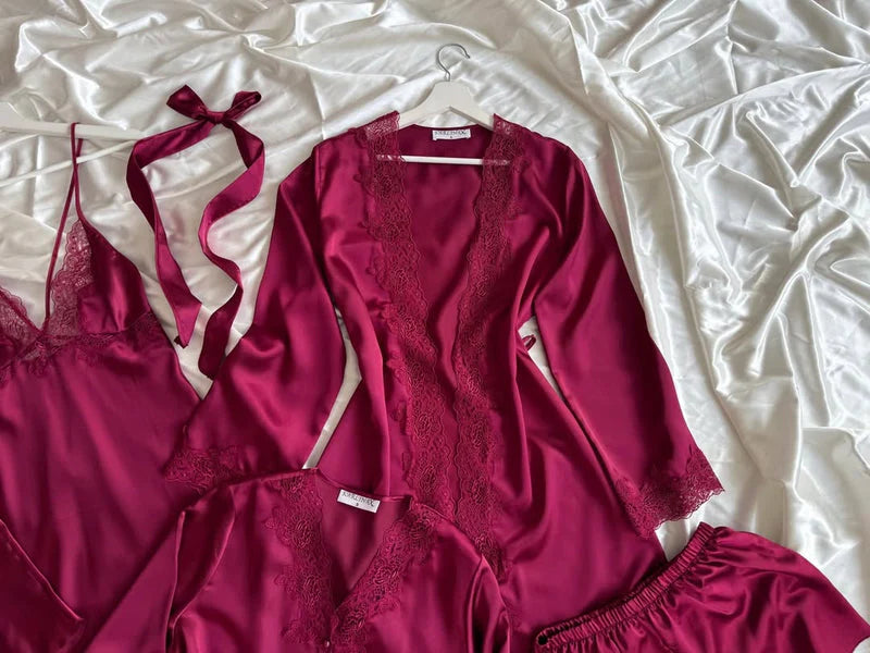 ✨ Zanivah 6-Piece Luxe Satin Silk Loungewear Set