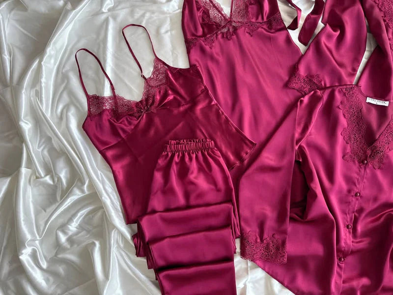 ✨ Zanivah 6-Piece Luxe Satin Silk Loungewear Set