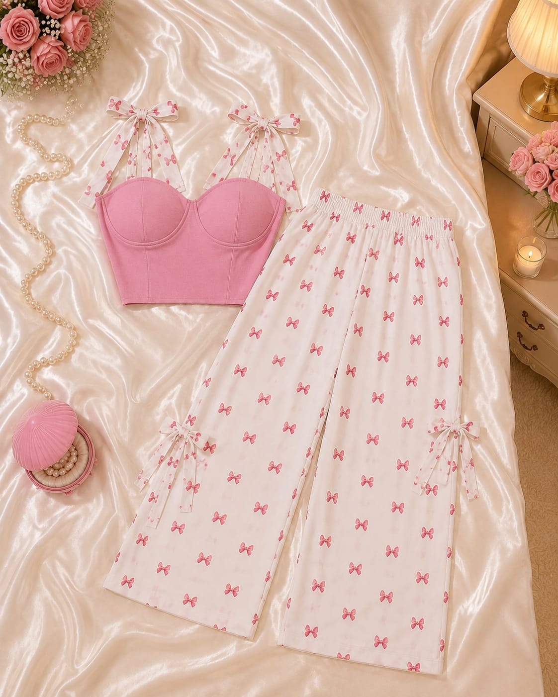 Bow Detail Co-Ord Set for Women