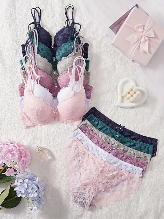 Pack of 6 Women's Bra & Panty Set – Soft Comfortable Everyday Lingerie Combo