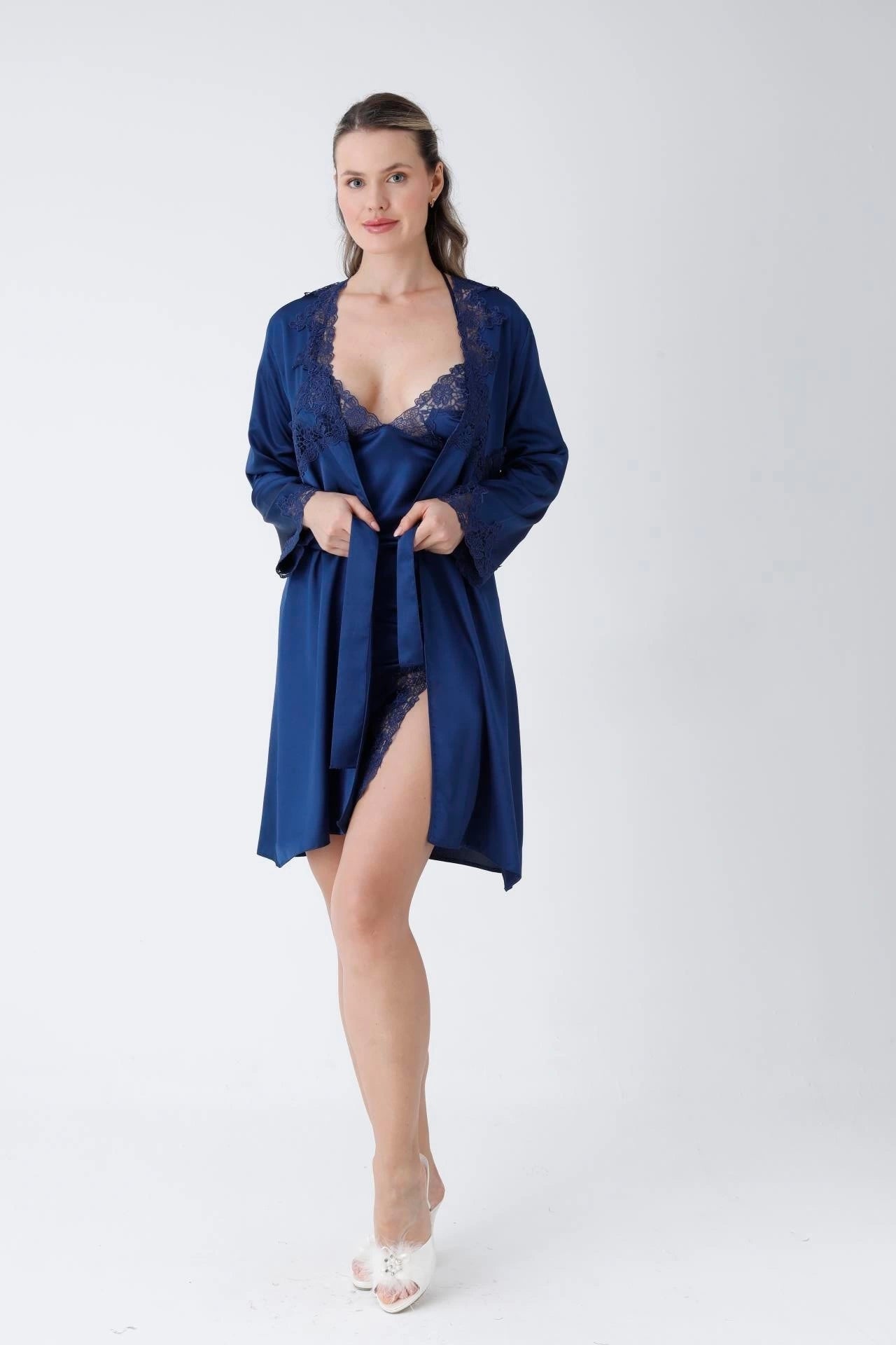 ✨ Zanivah 6-Piece Luxe Satin Silk Loungewear Set (Blue)