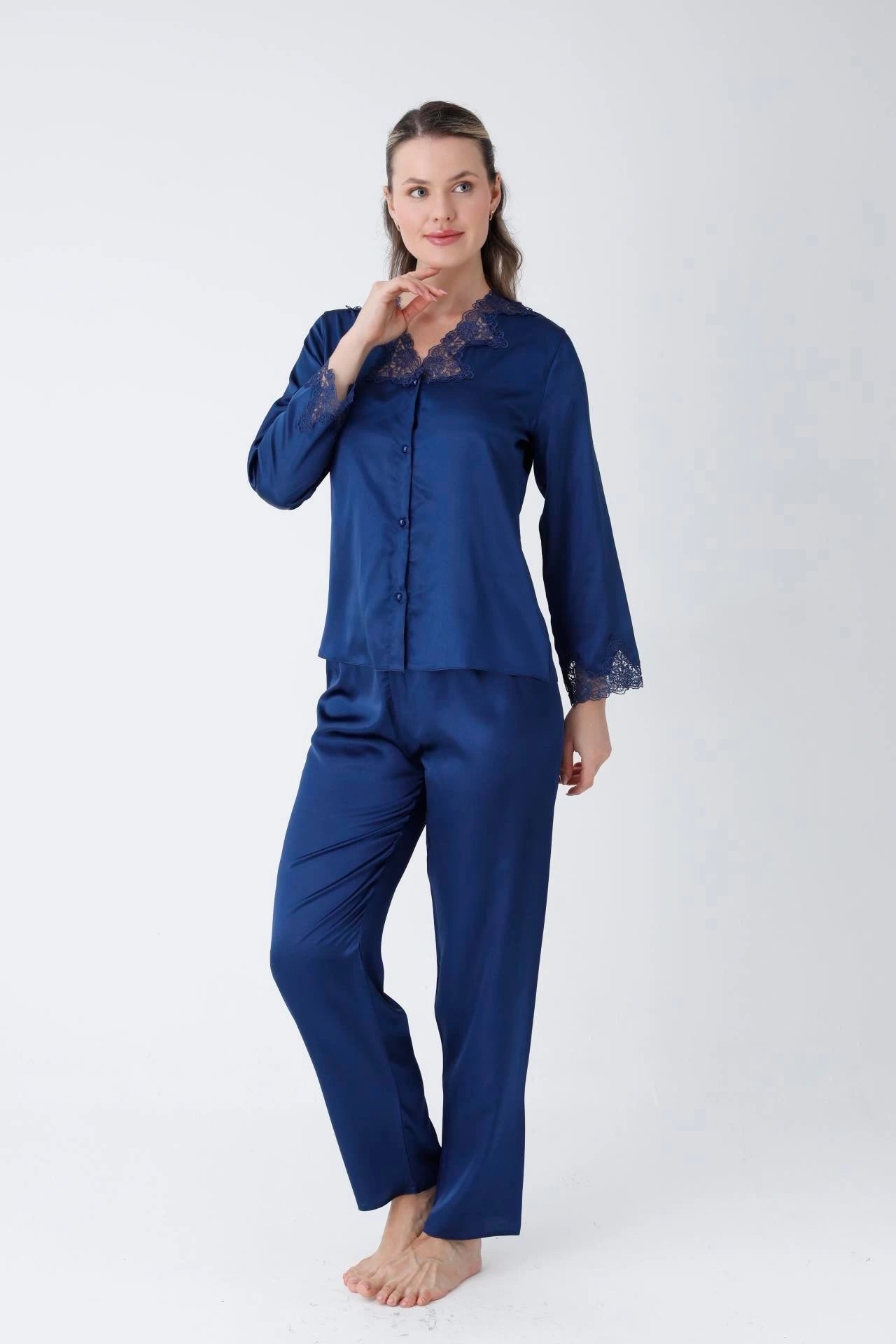 ✨ Zanivah 6-Piece Luxe Satin Silk Loungewear Set (Blue)