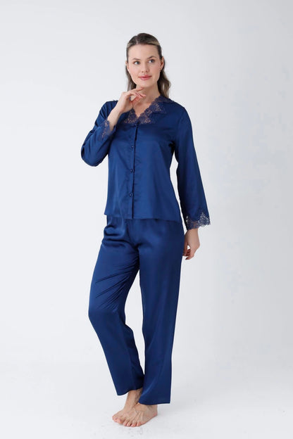 ✨ Zanivah 6-Piece Luxe Satin Silk Loungewear Set (Blue)