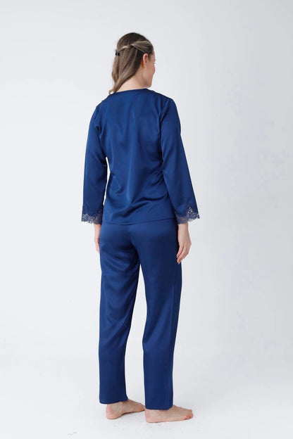 ✨ Zanivah 6-Piece Luxe Satin Silk Loungewear Set (Blue)