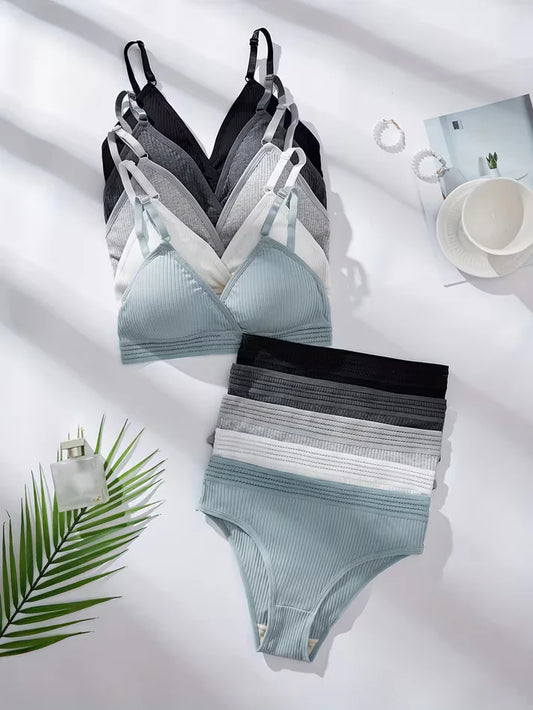 Pack of 5 Women's Bra & Panty Set – Soft Comfortable Everyday Lingerie Combo