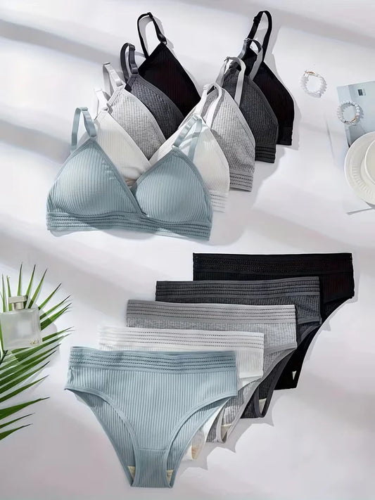 Pack of 5 Women's Bra & Panty Set – Soft Comfortable Everyday Lingerie Combo