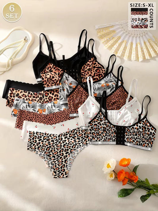Pack of 6 Women's Bra & Panty Set – Soft Comfortable Everyday Lingerie Combo