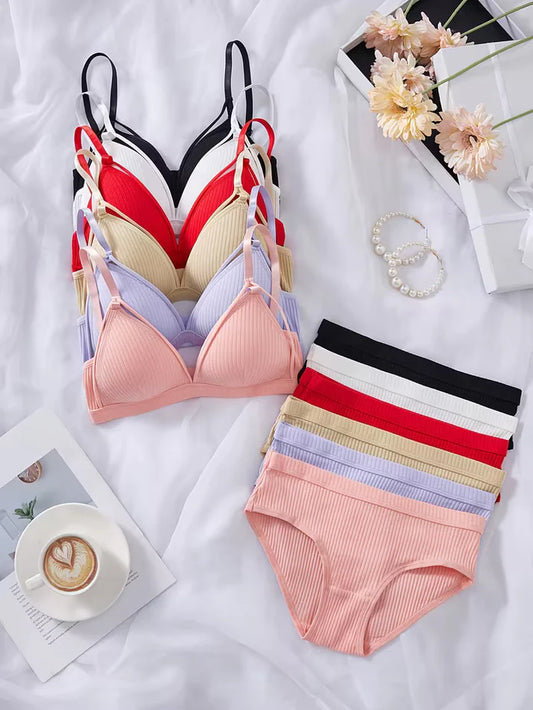 Pack of 6 Women's Bra & Panty Set – Soft Comfortable Everyday Lingerie Combo